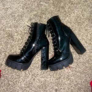 Shiny black boots